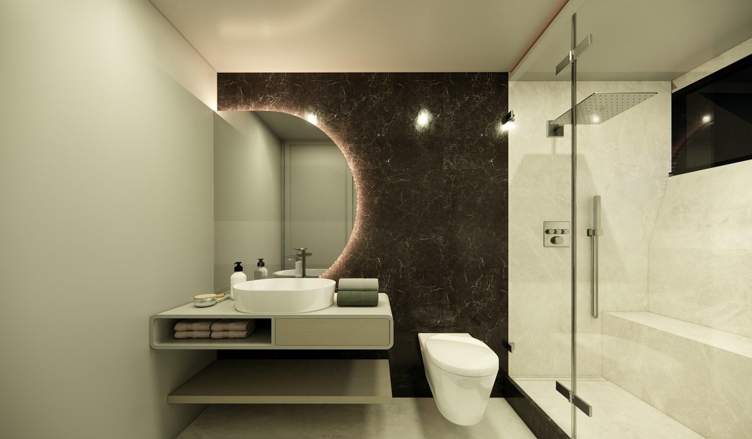a bathroom with a sink and a toilet aboard BOA KINGDOM Yacht for Sale