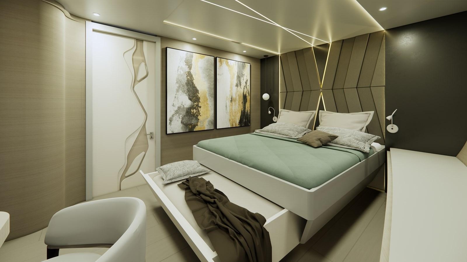 a room with two beds aboard BOA KINGDOM Yacht for Sale