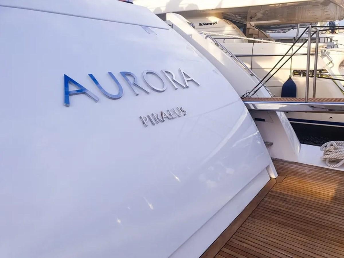 a white banner on a boat aboard AURORA Yacht for Sale