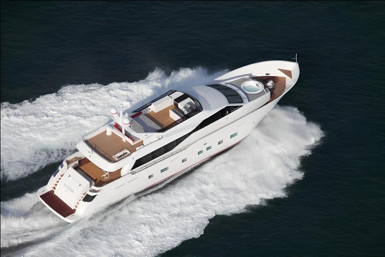 a high angle view of a boat aboard AURORA Yacht for Sale