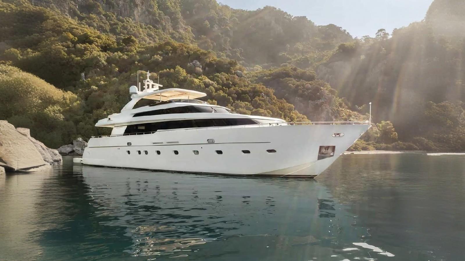a white yacht on water aboard SUNRAY II Yacht for Sale