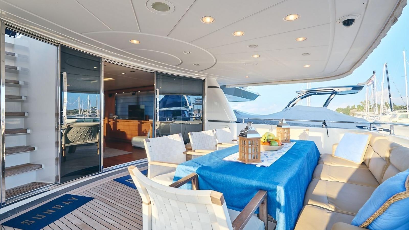 a large boat on the water aboard SUNRAY II Yacht for Sale