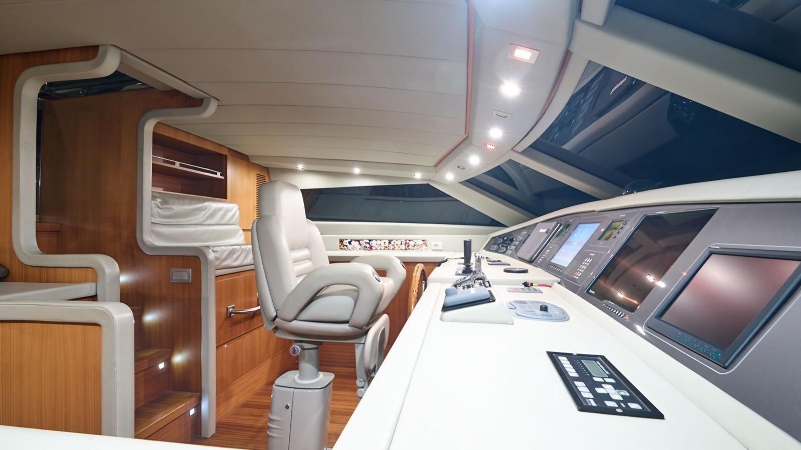 a room with a desk and chairs aboard SUNRAY II Yacht for Sale
