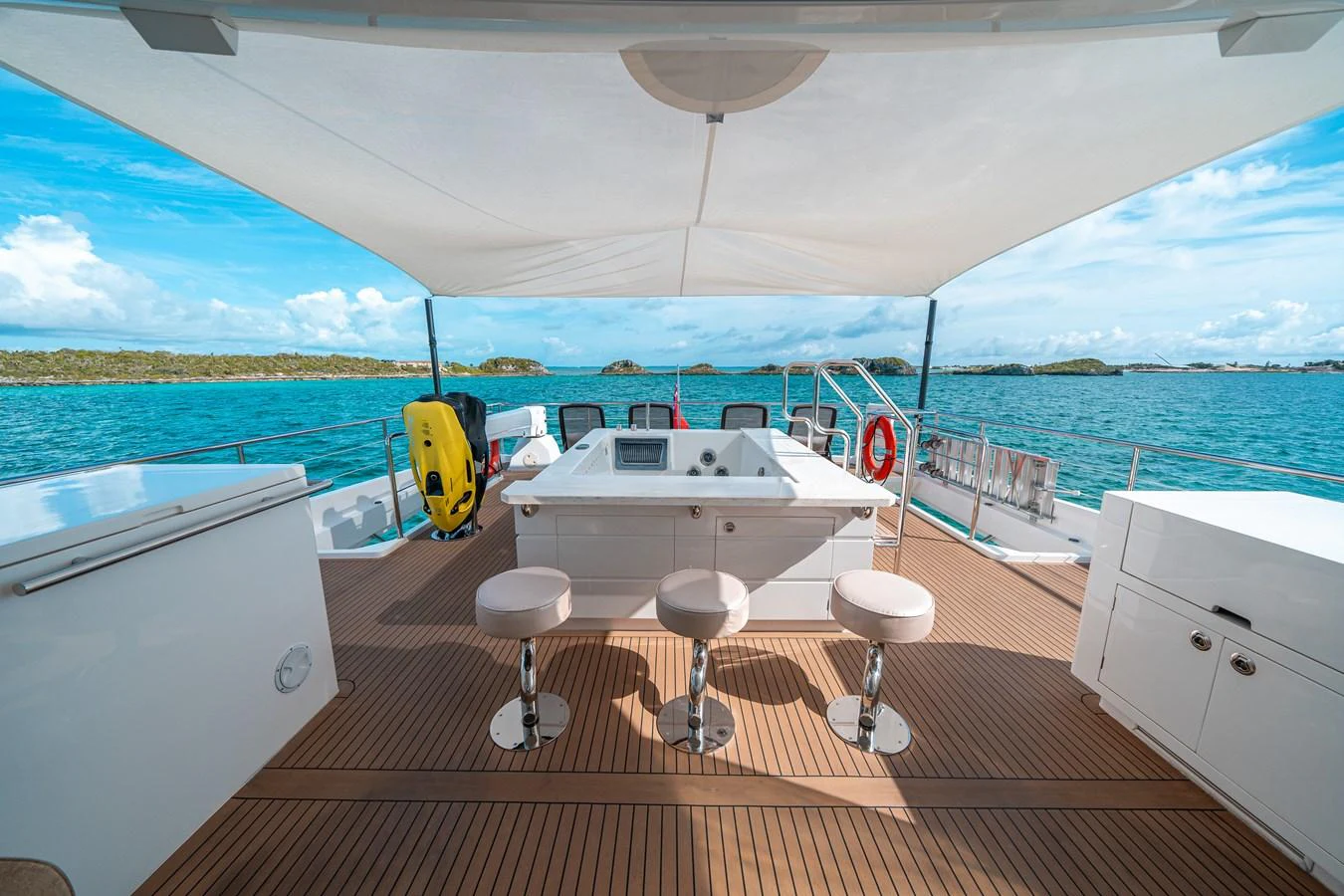 a boat on a deck aboard MIDNIGHT MOON Yacht for Sale