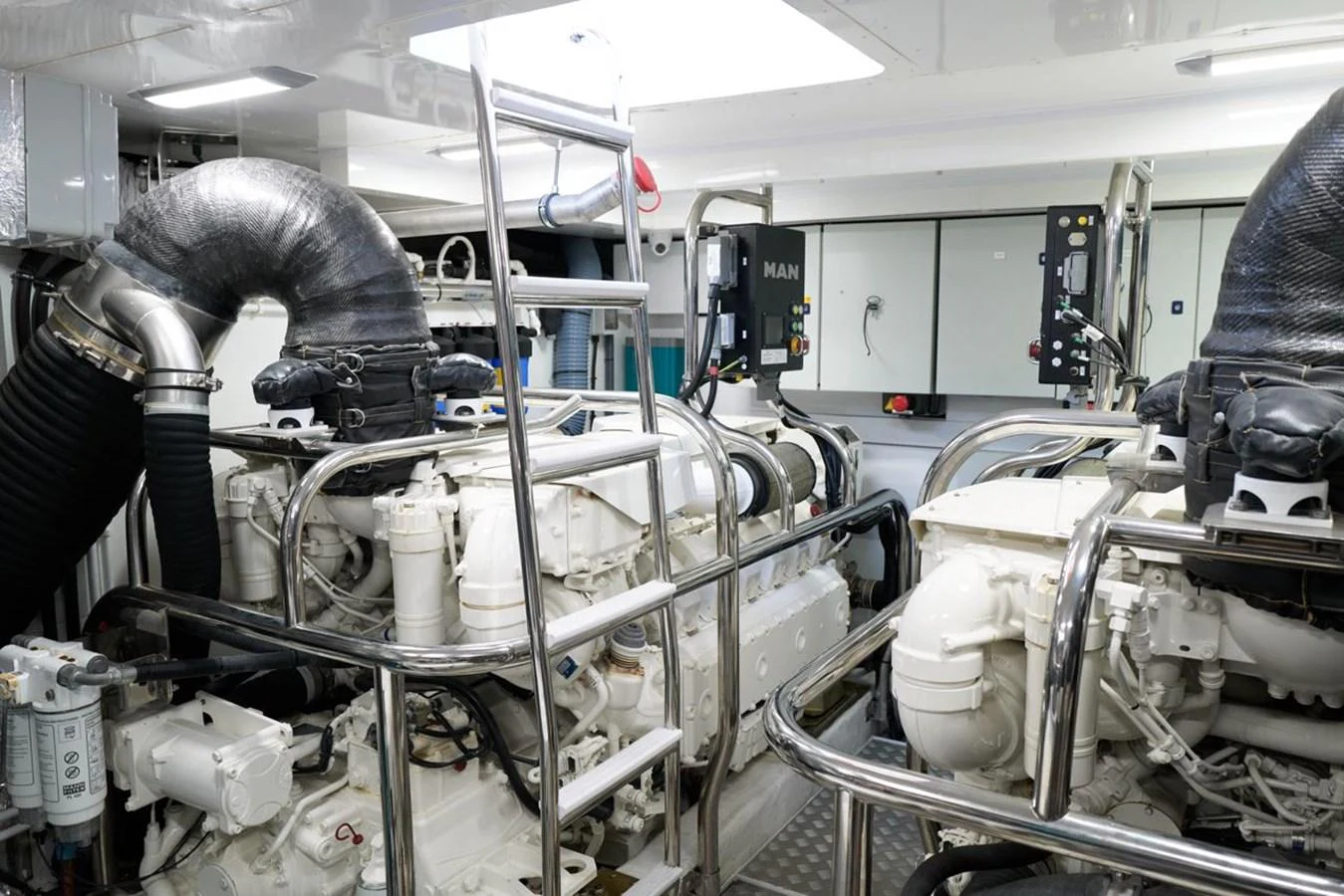 a machine in a factory aboard PRINCESS M Yacht for Sale