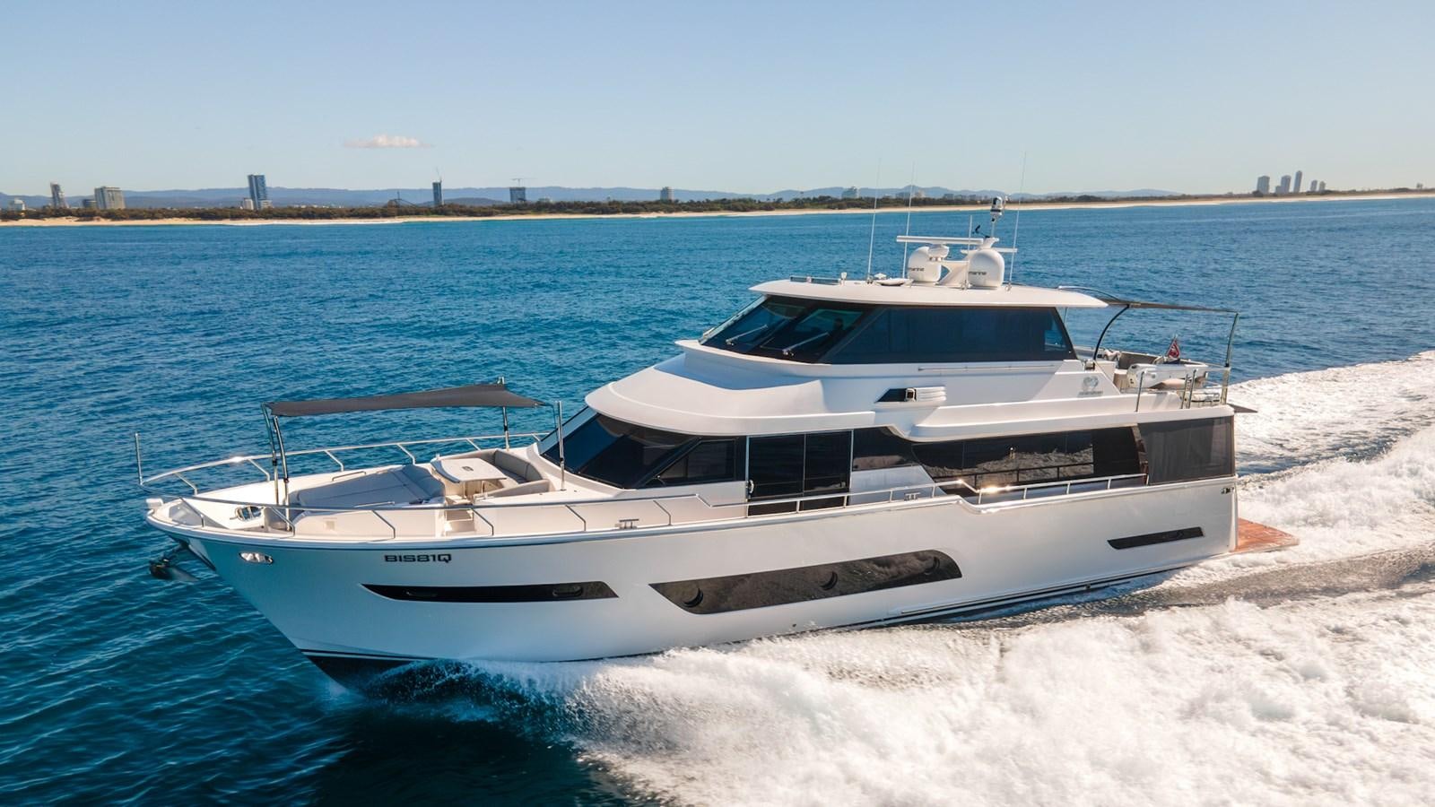 a white yacht on the water aboard LEGGERA Yacht for Sale