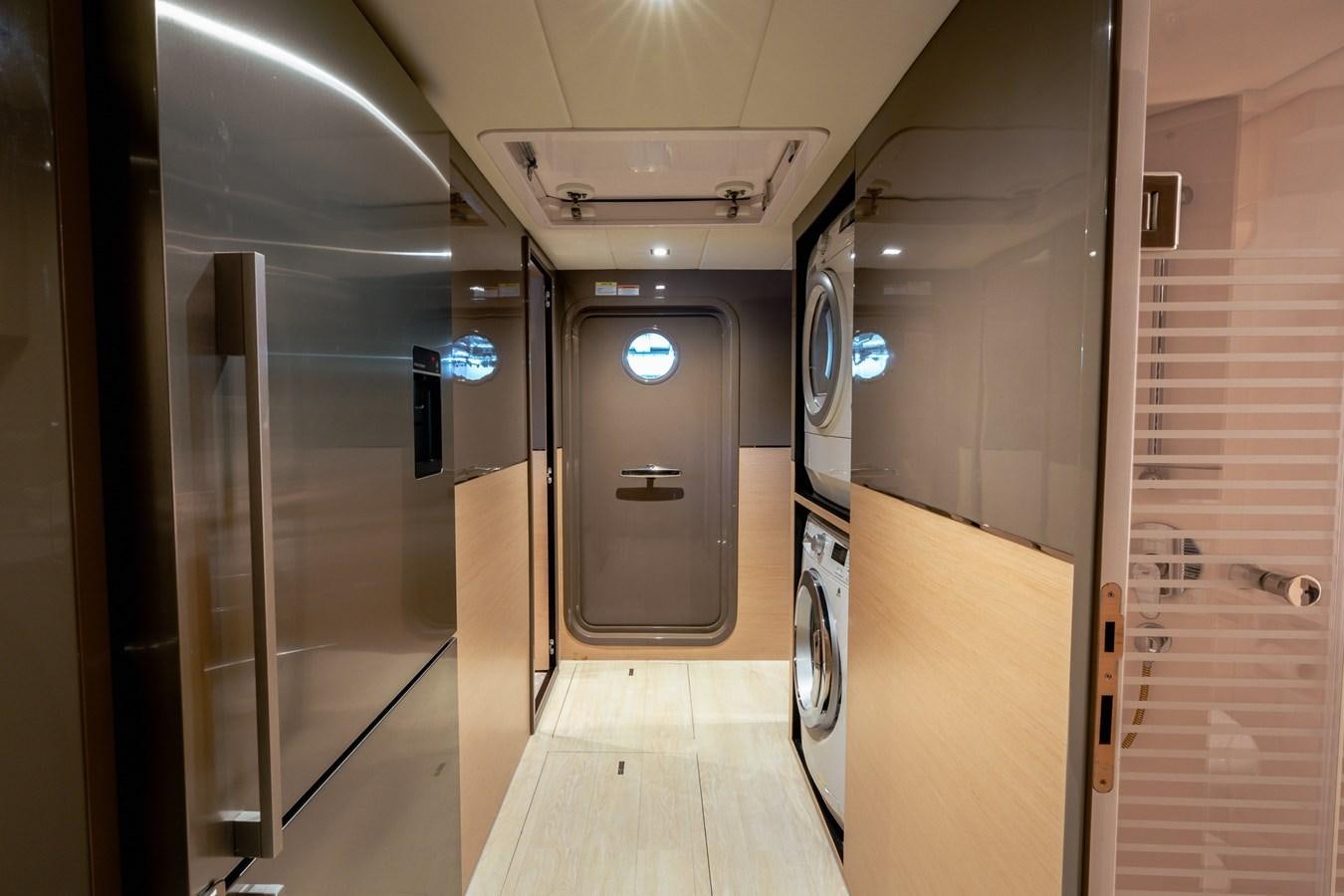 a room with doors and windows aboard LEGGERA Yacht for Sale