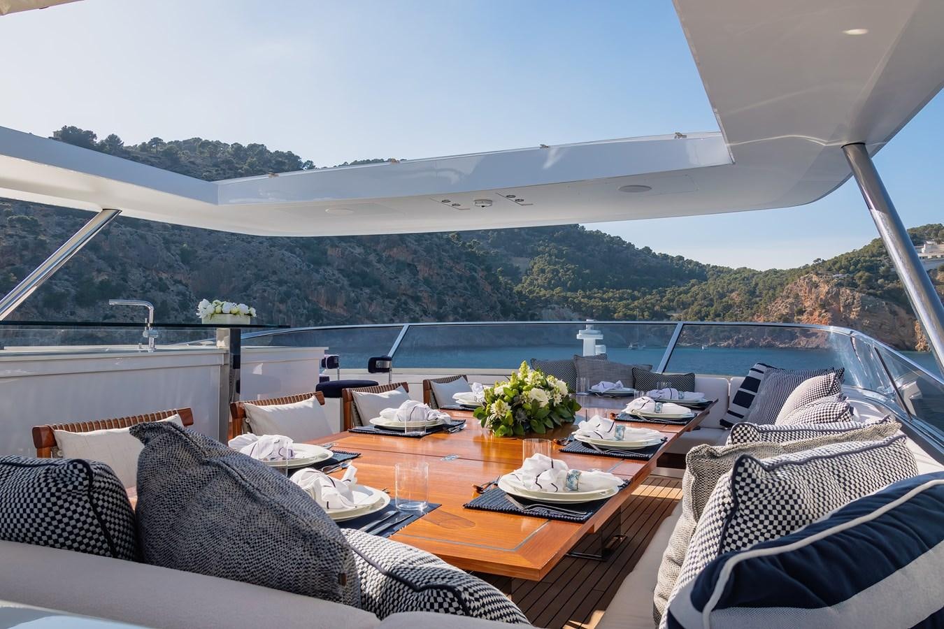 a table on a boat aboard NEW WAVES Yacht for Sale
