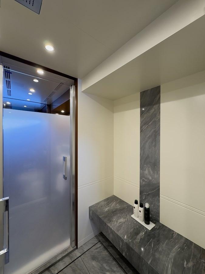 a bathroom with a marble counter aboard NEW WAVES Yacht for Sale