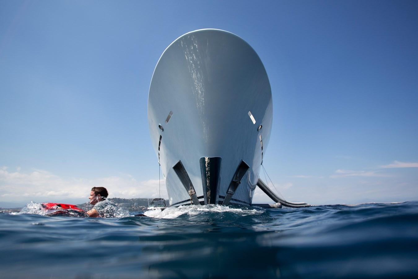 a shark fin sticking out of the water aboard SPIRIT Yacht for Sale