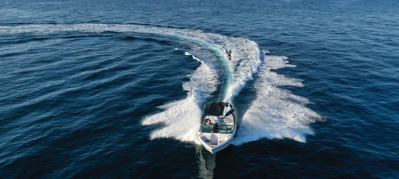 a boat with a person on it aboard SPIRIT Yacht for Sale