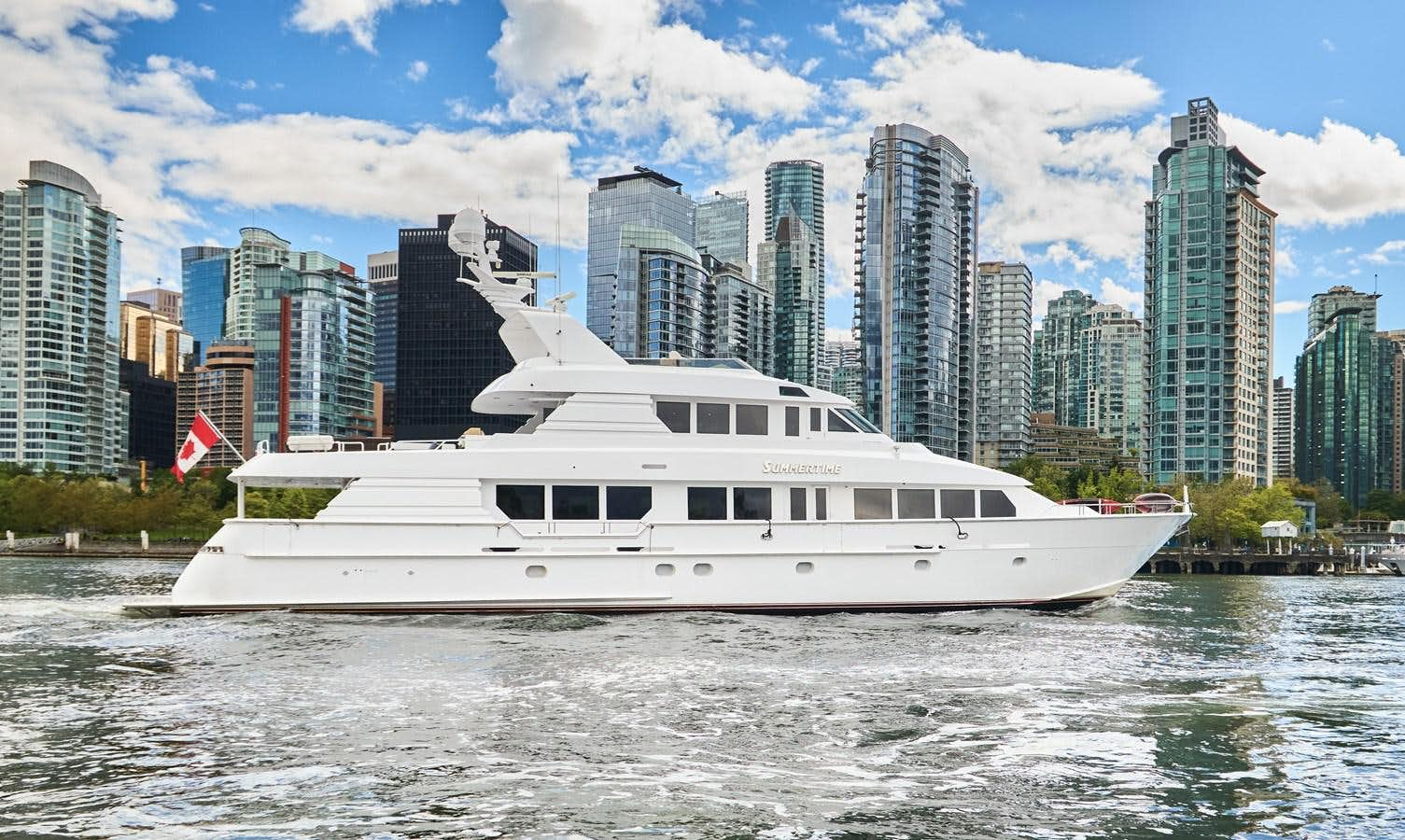 a white boat in the water aboard SUMMERTIME II Yacht for Sale