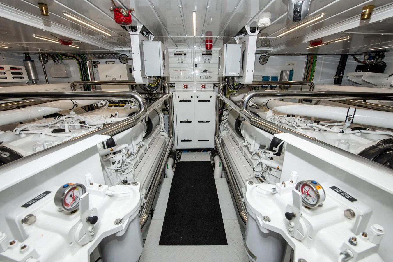 a room with white machines aboard OUR ALEPH Yacht for Sale