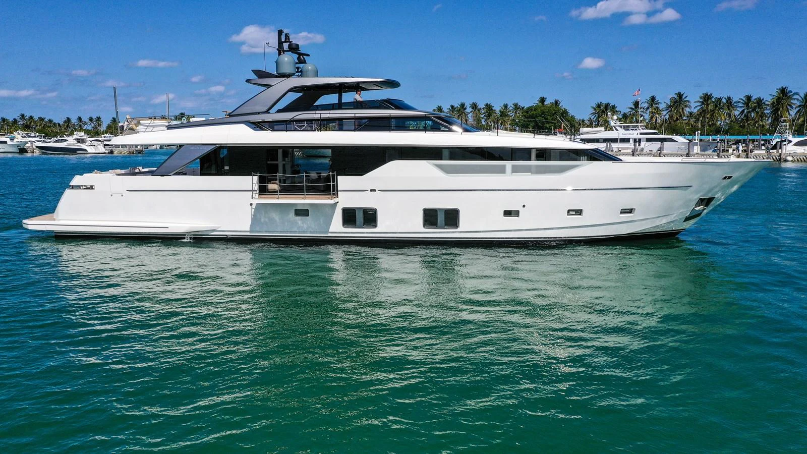 a white yacht in the water aboard OUR ALEPH Yacht for Sale