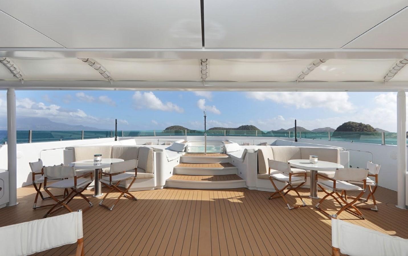 a room with tables and chairs aboard YERSIN Yacht for Sale