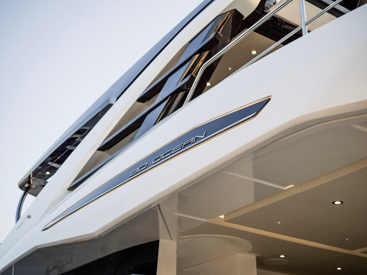 a close-up of a white airplane aboard 90 OCEAN Yacht for Sale