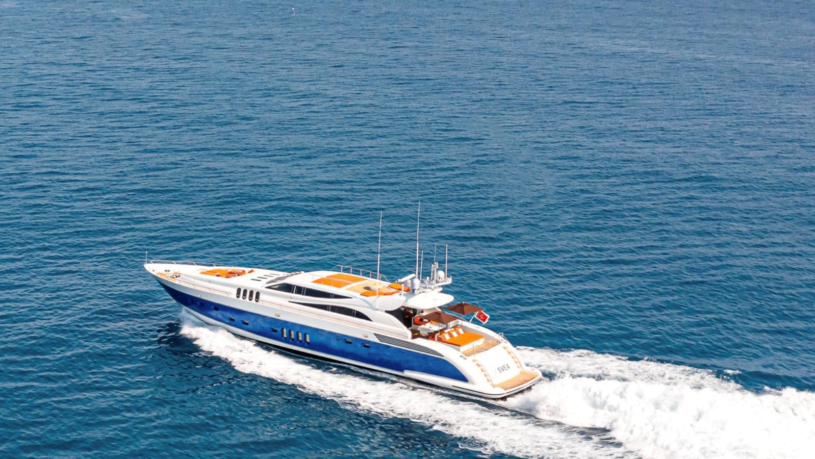 a boat on the water aboard SVEA Yacht for Sale