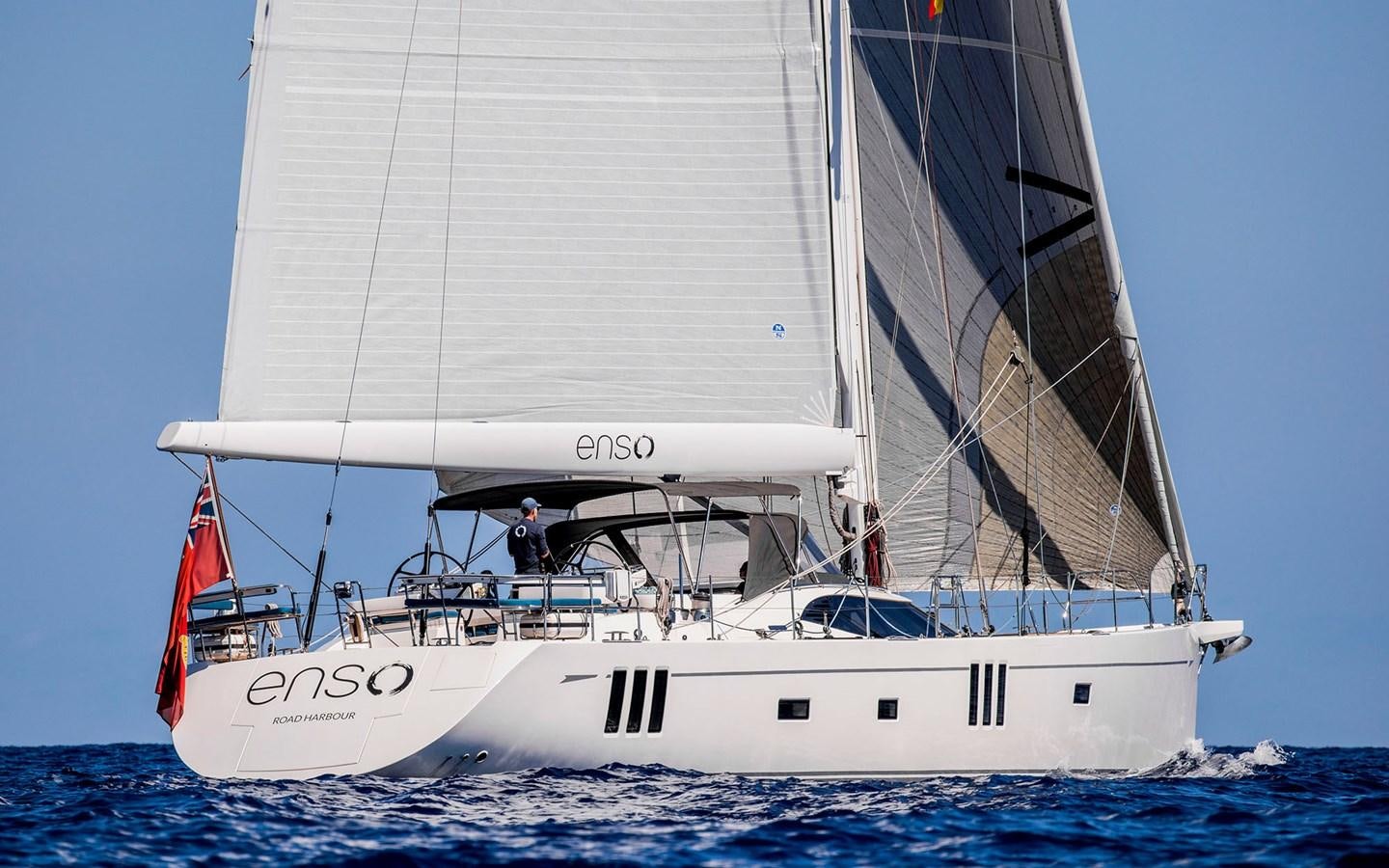 a boat sailing on the sea aboard ENSO Yacht for Sale