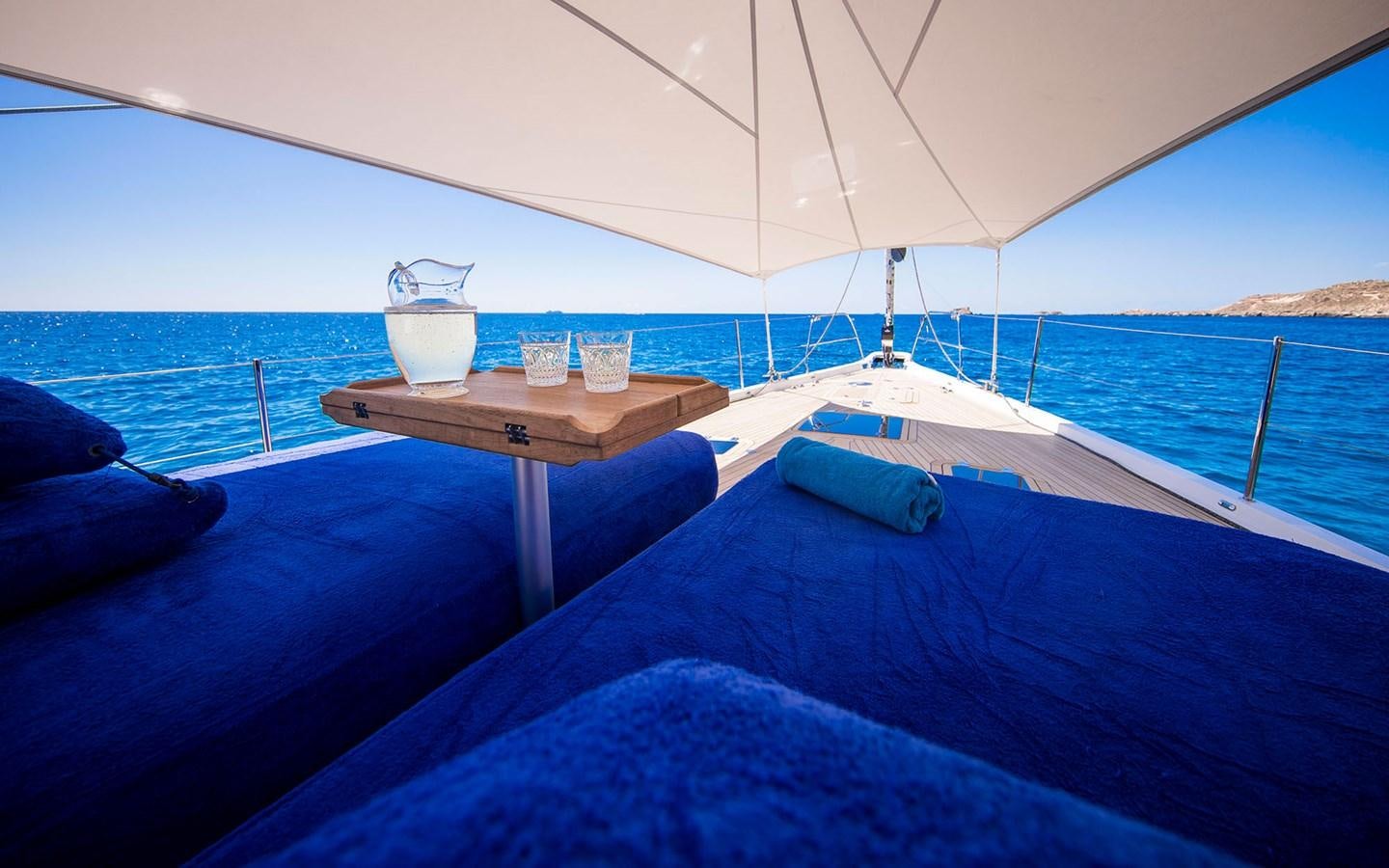 a table on a boat aboard ENSO Yacht for Sale