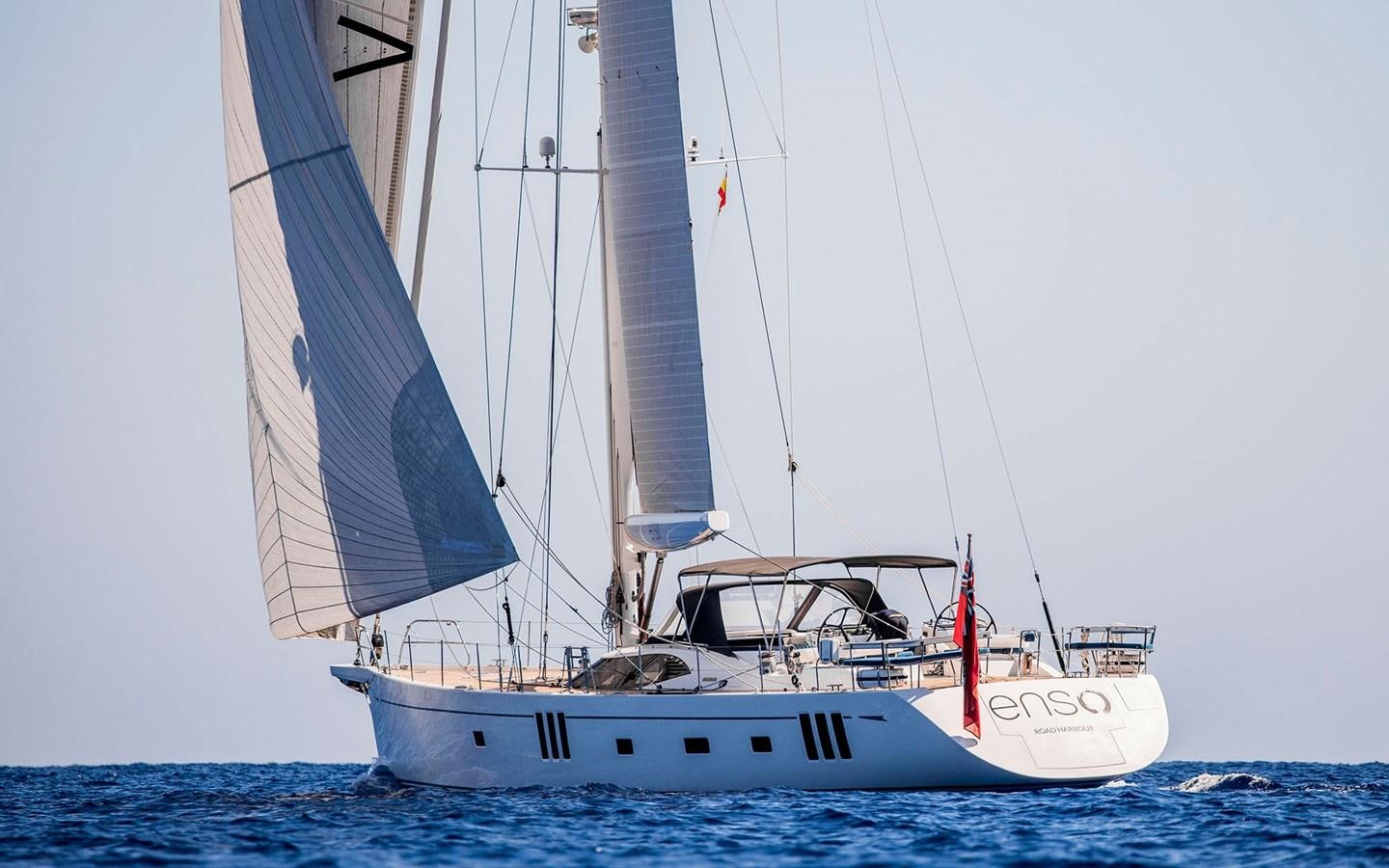 a sailboat in the water aboard ENSO Yacht for Sale