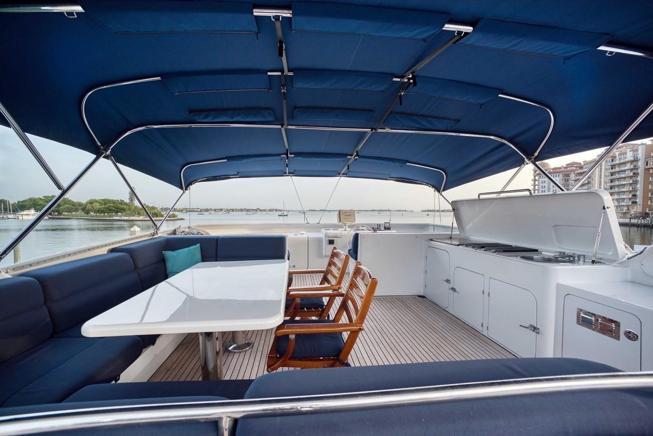 a boat with a table and chairs on the deck aboard BLUE SYMPHONIE Yacht for Sale