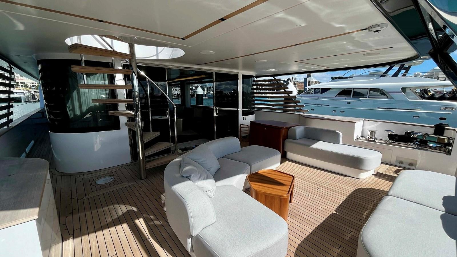 a room with a large glass window aboard DB Yacht for Sale