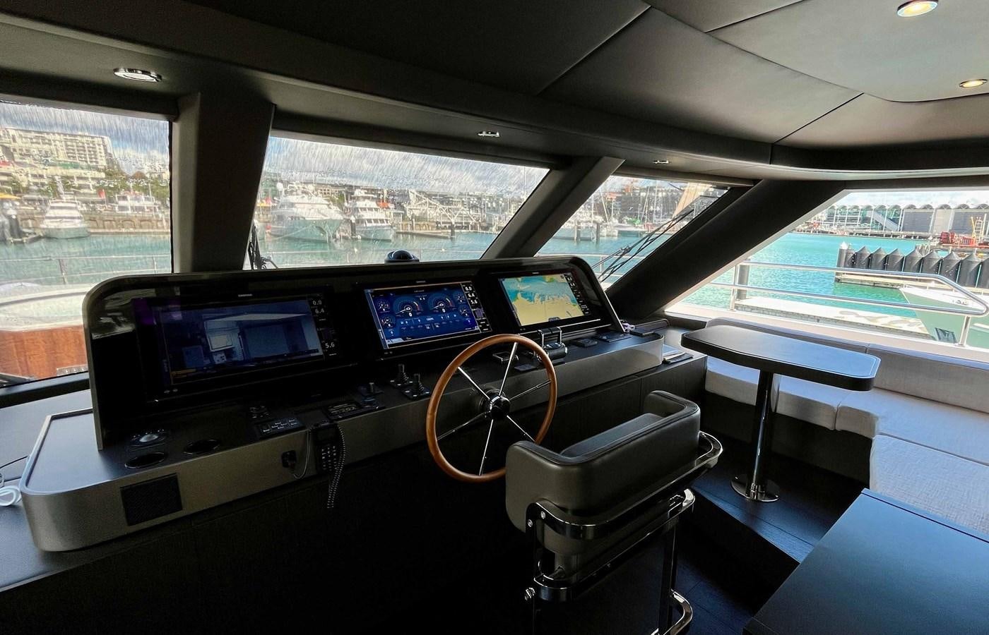 inside of a car aboard DB Yacht for Sale