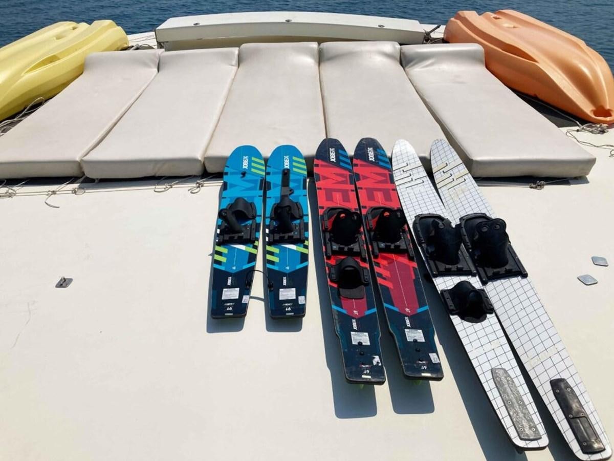 a group of tools on a table aboard CONAN Yacht for Sale