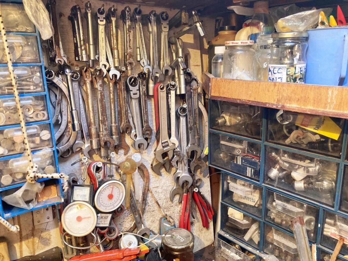 a room full of tools aboard CONAN Yacht for Sale