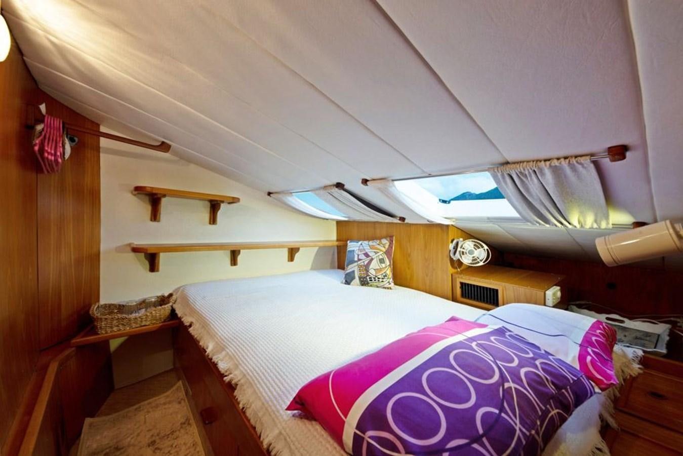 a room with two beds aboard CONAN Yacht for Sale