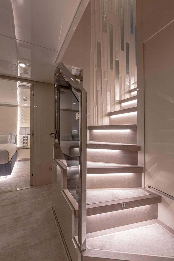 a staircase in a room aboard SL118 #653 Yacht for Sale