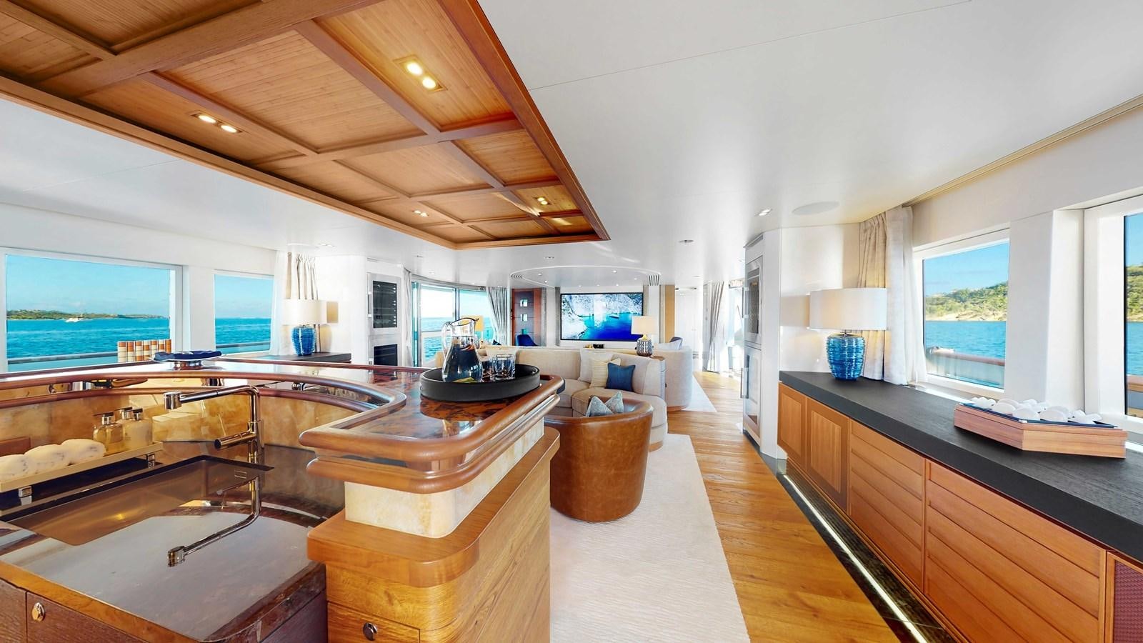 a large kitchen with a large island aboard AFTER YOU Yacht for Sale