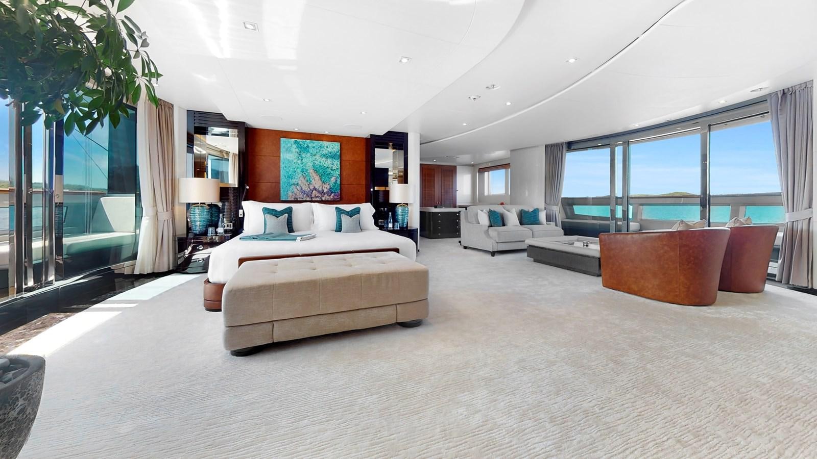 a large bedroom with a large bed aboard AFTER YOU Yacht for Sale
