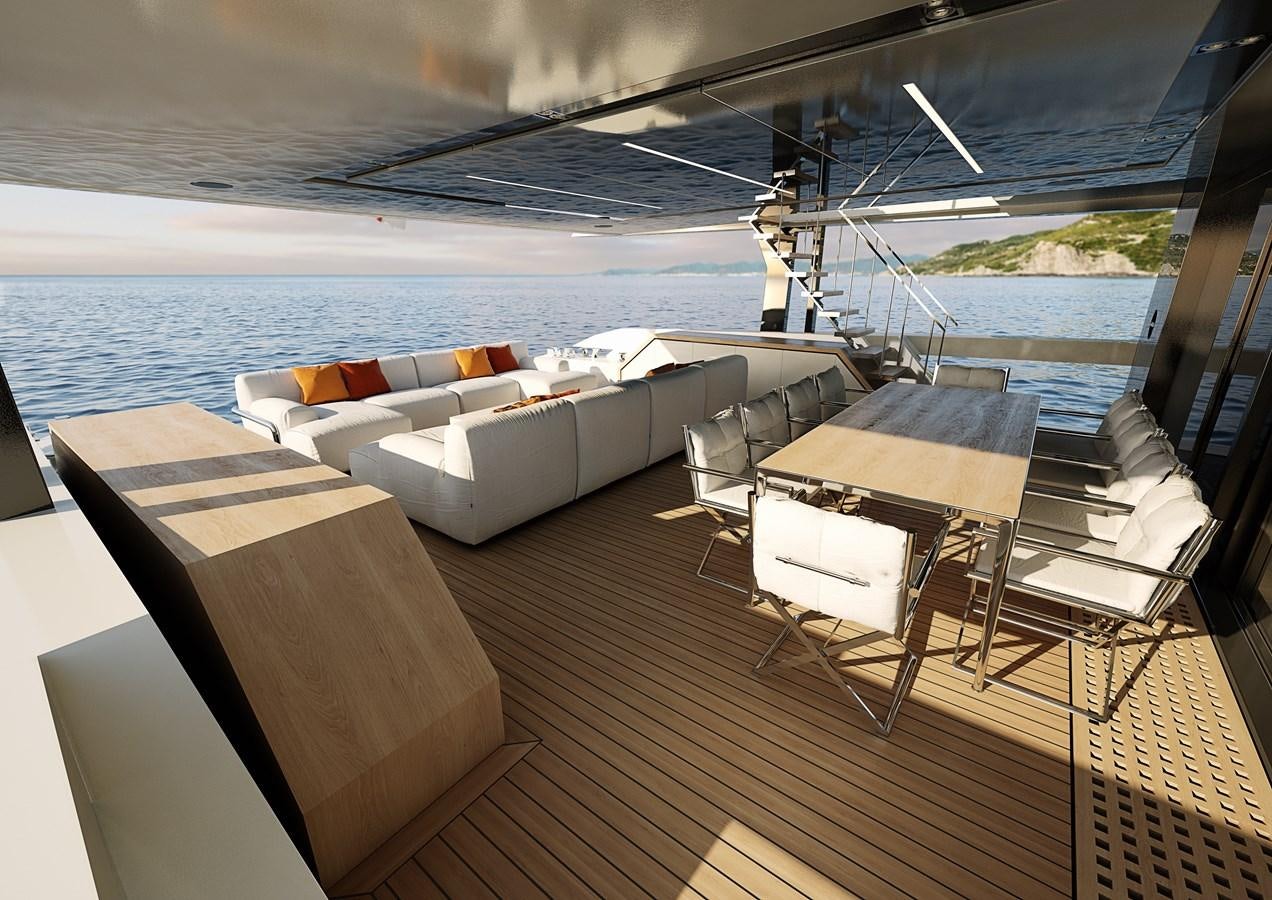 a boat on a deck aboard TRIBALE YACHTS Yacht for Sale