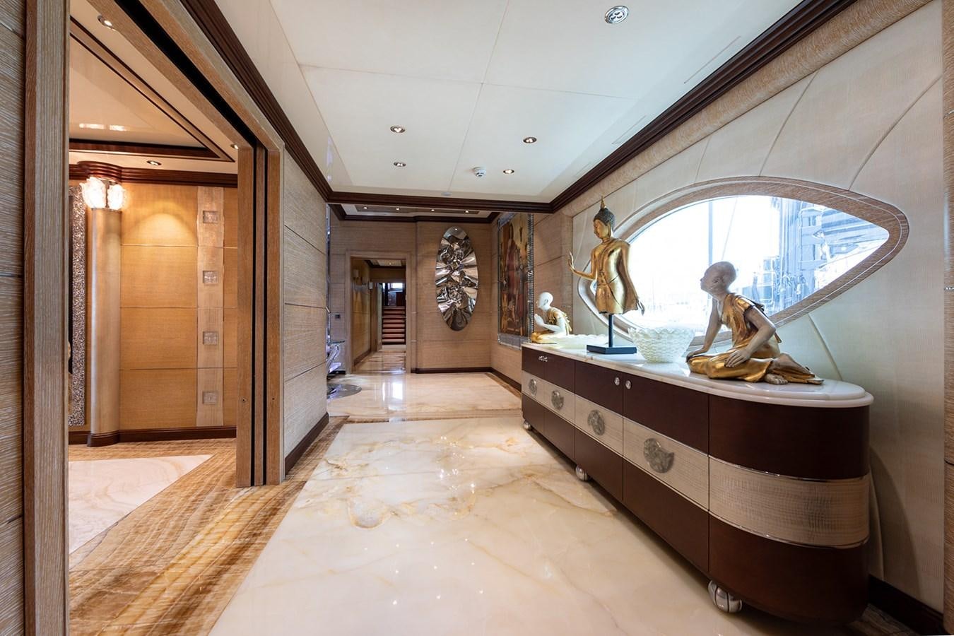 a large bathroom with a large mirror aboard QUEEN MAVIA Yacht for Sale