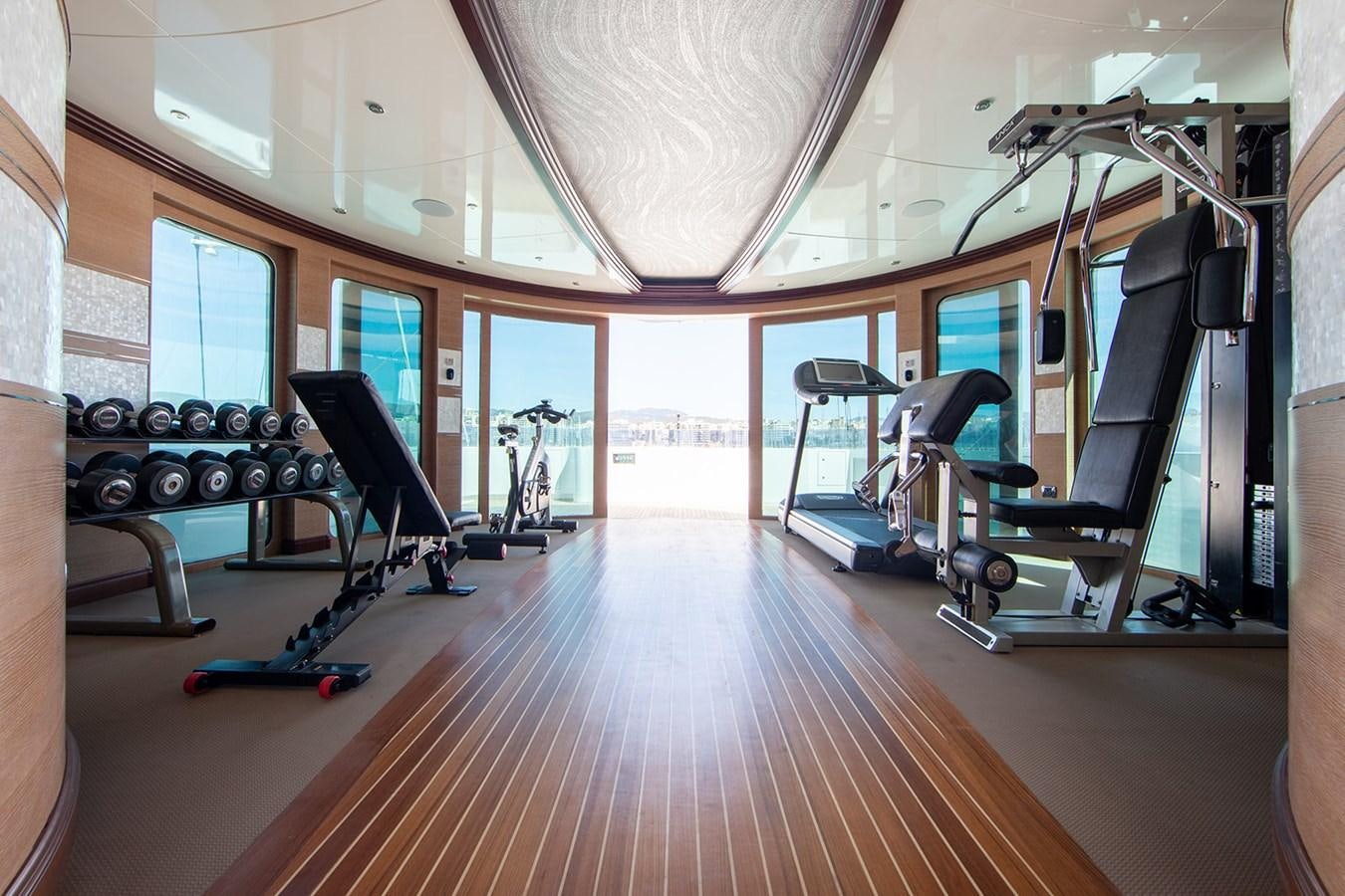 gym with exercise equipment aboard QUEEN MAVIA Yacht for Sale