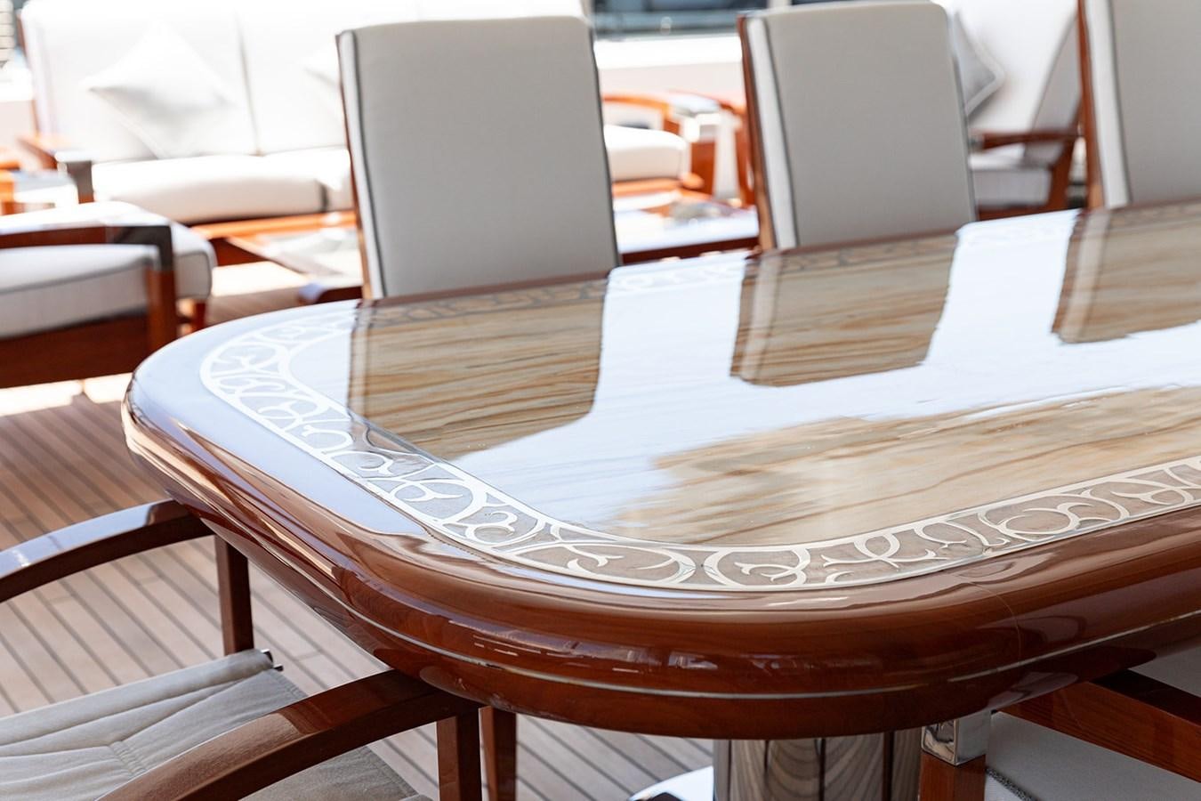 a table with chairs around it aboard QUEEN MAVIA Yacht for Sale