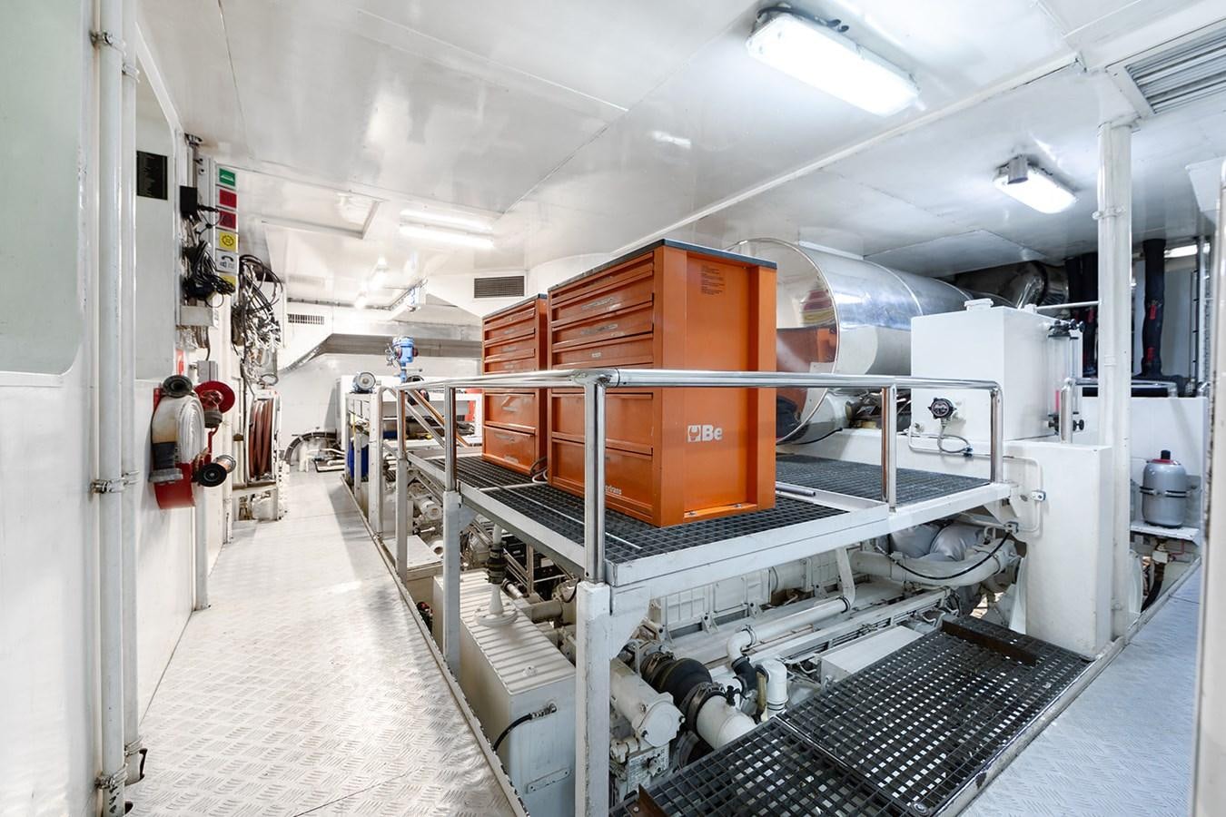 a large room with machinery aboard QUEEN MAVIA Yacht for Sale