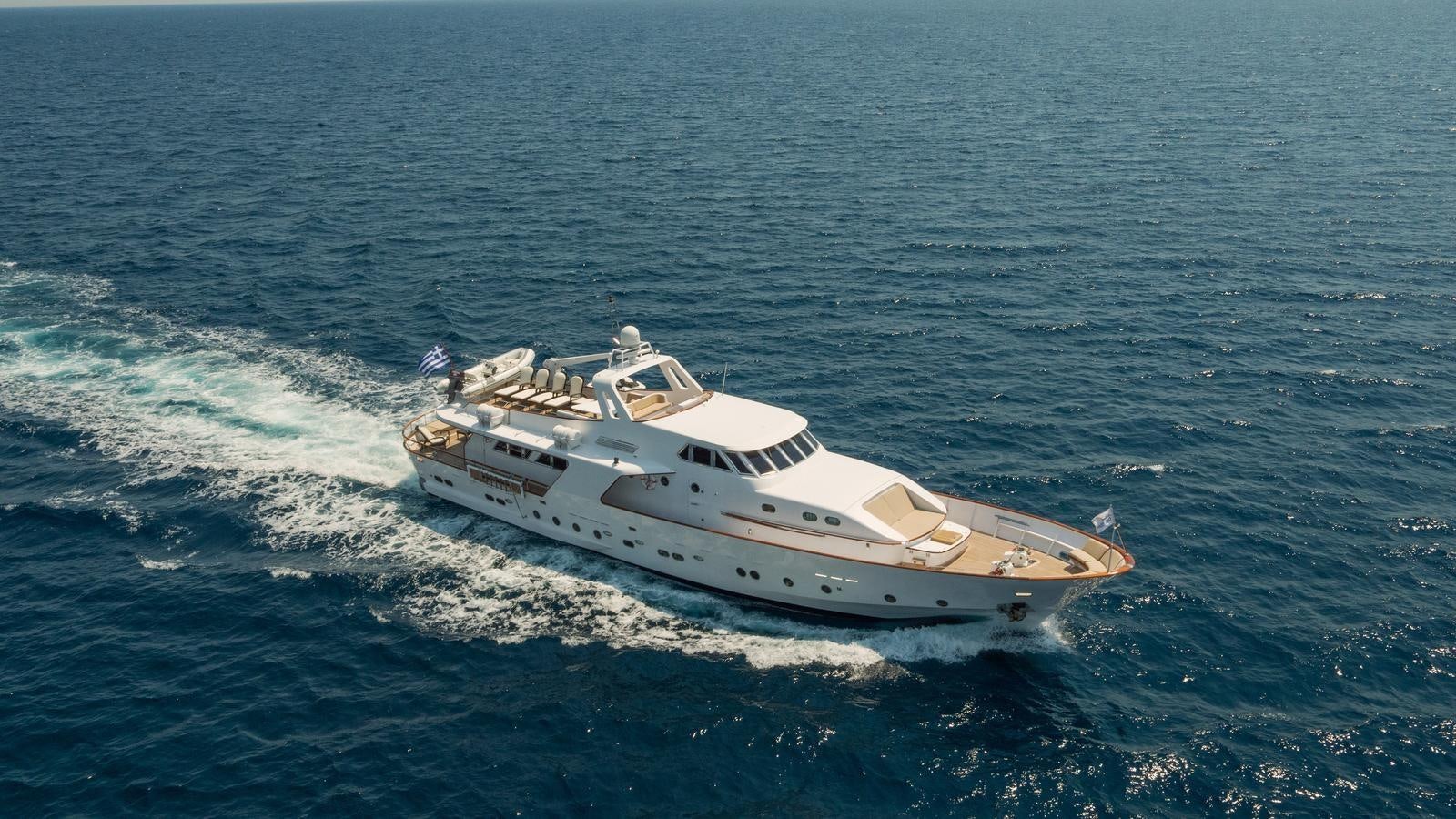 a white yacht in the ocean aboard OCEANE II Yacht for Sale