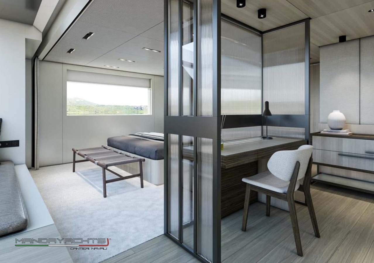 a room with a table and chairs aboard MANDA  S09 Yacht for Sale