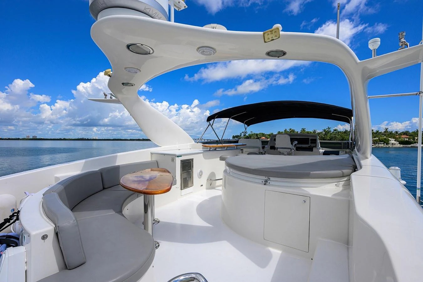 a boat with a glass front aboard LIVING THE DREAM Yacht for Sale
