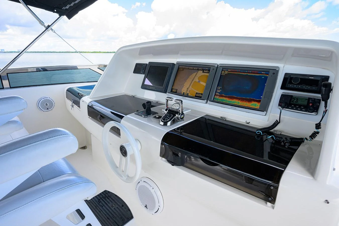 the inside of a car aboard LIVING THE DREAM Yacht for Sale