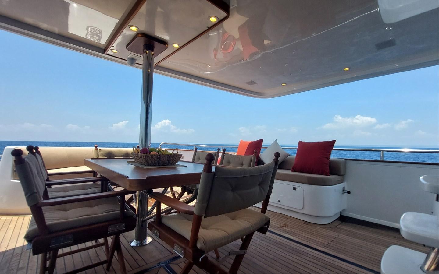 a room with a table and chairs aboard ONEIRONAUT Yacht for Sale