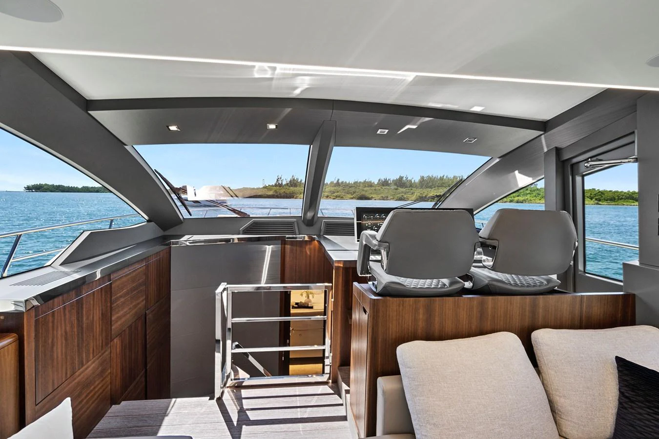 inside of a car aboard SMILE Yacht for Sale
