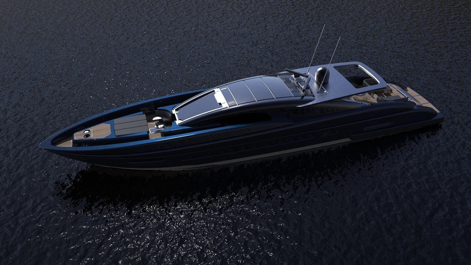 a black sports car on a wet road aboard BLUPHIRE Yacht for Sale