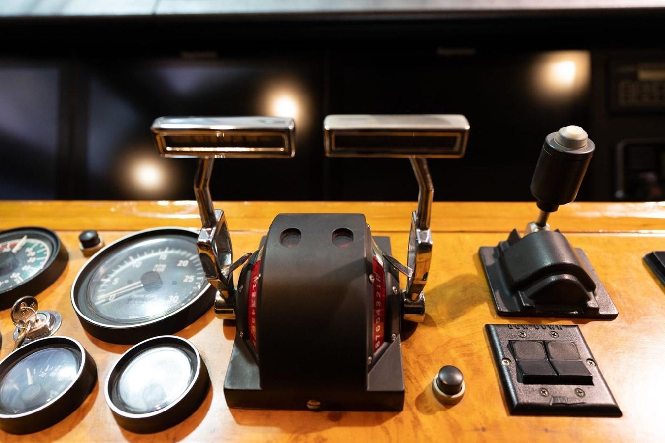 a drum set on a table aboard 1996 ADMIRAL MARINE 71 Yacht for Sale