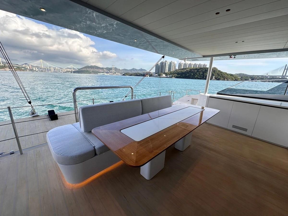 a boat on a deck aboard BUNDALONG Yacht for Sale