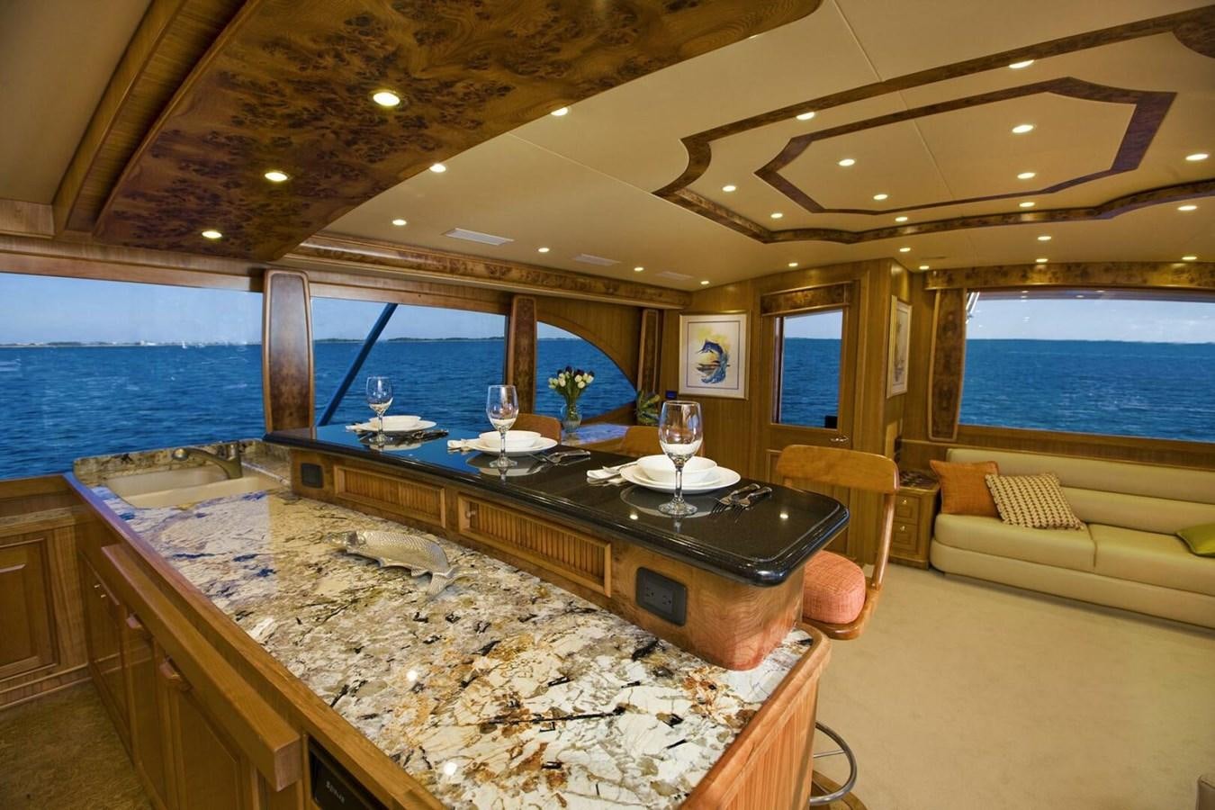 a large kitchen with a large island aboard ANN WARRICK Yacht for Sale