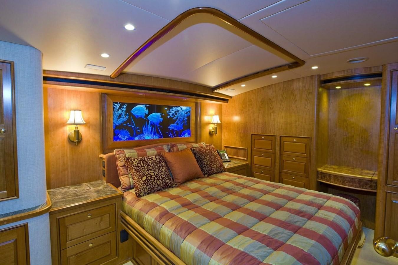 a bedroom with a large bed aboard ANN WARRICK Yacht for Sale