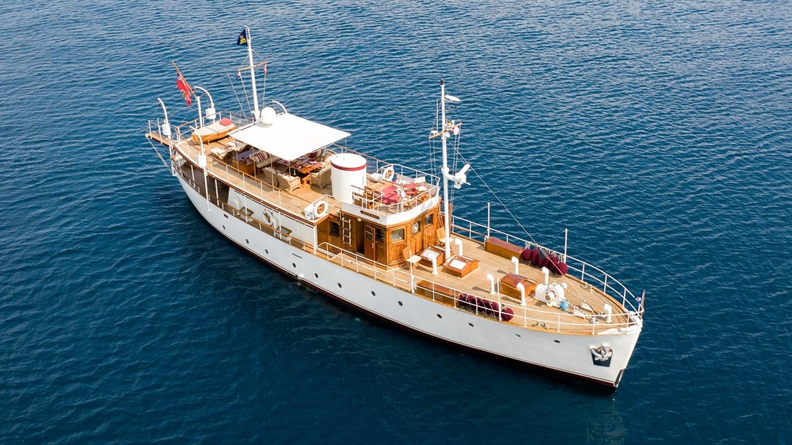 a large ship in the water aboard LADY HERTHA Yacht for Sale